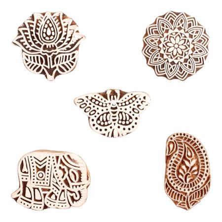 Set of 5 Piece New Mix Wooden Printing Block